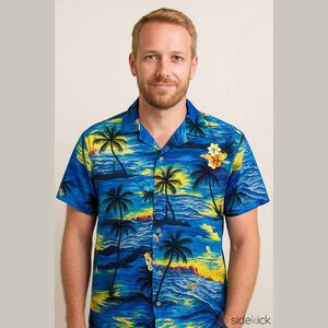 Unbranded Hawaiian Shirt Blue/Yellow